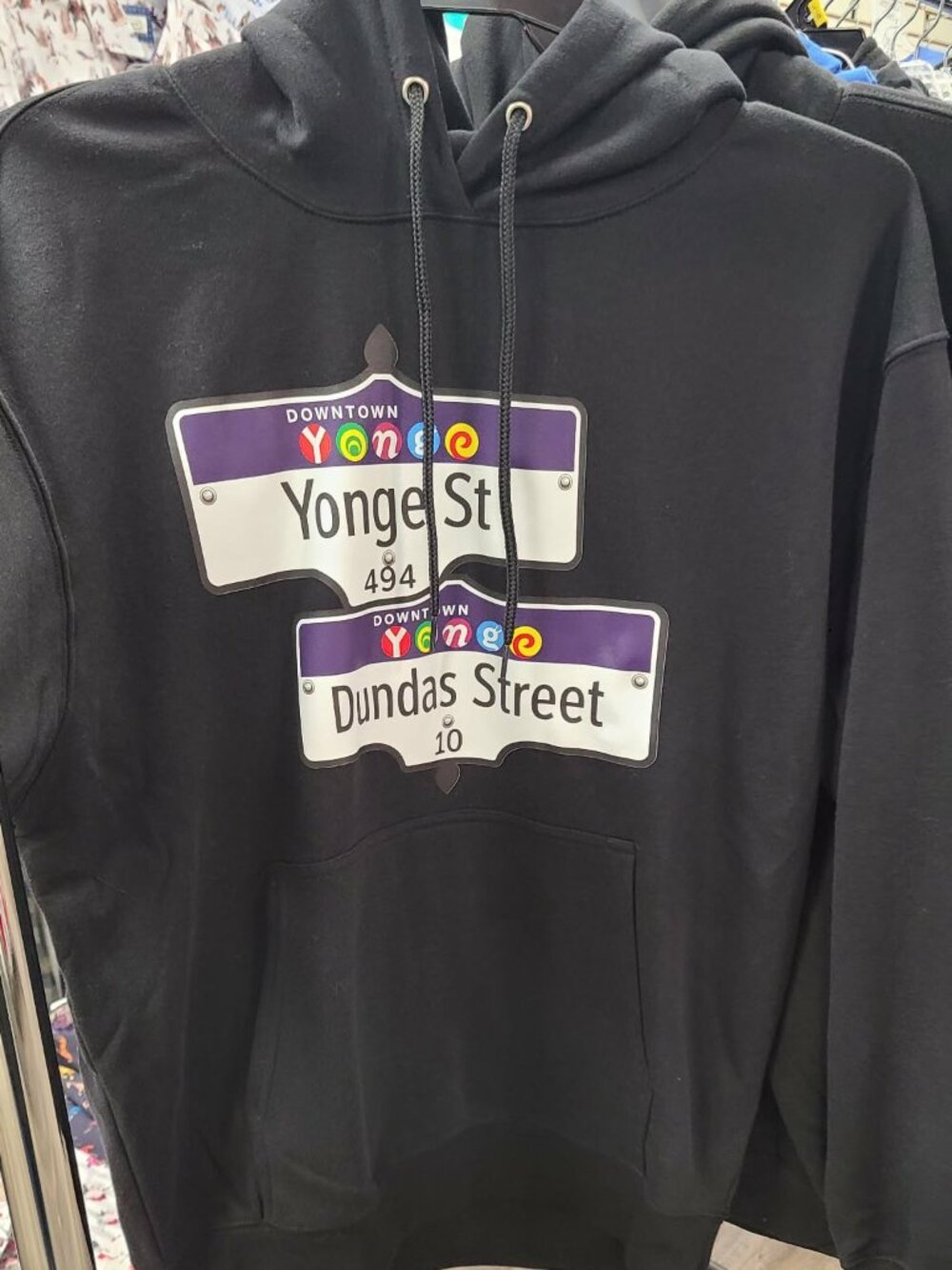 Yonge & Dundas Toronto Street Signs Black Large Hoodie